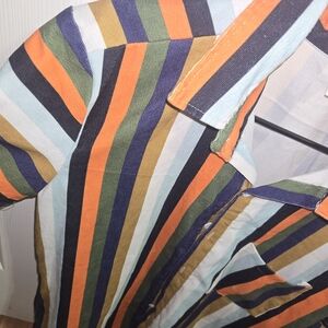 Mens Corduroy Striped Button Up Large Shirt